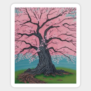 Ukiyo-e Japanese Art - Cherry Blossom Tree in Full Bloom Sticker